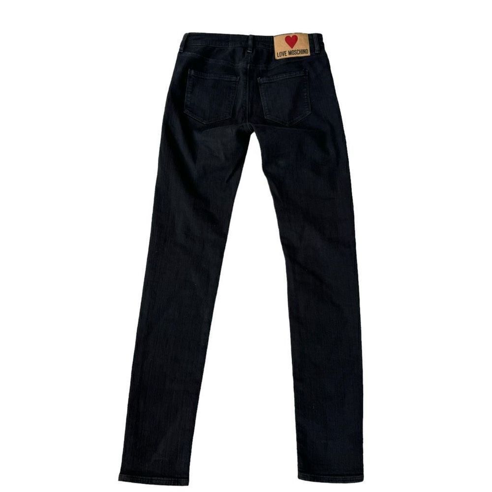 Love Moschino black straight leg mid rise cotton/linen blend jeans size 27